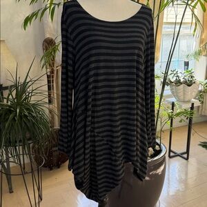 bryn Walker Black and Gray Striped Tunic